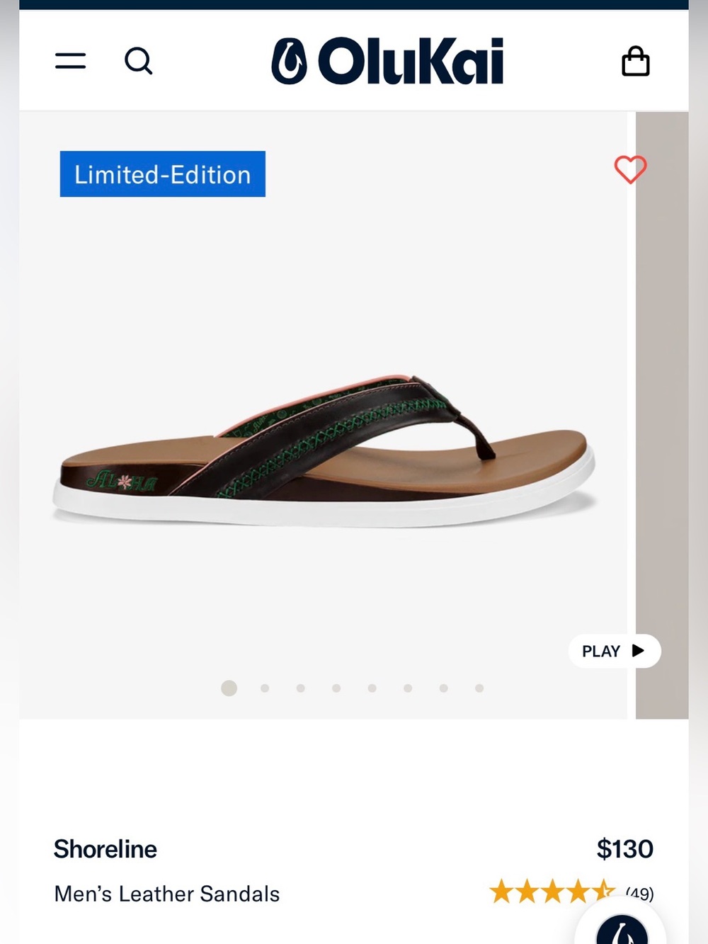 NWT OluKai Shoreline Men’s Leather Sandals size 11 - Picture 3 of 8
